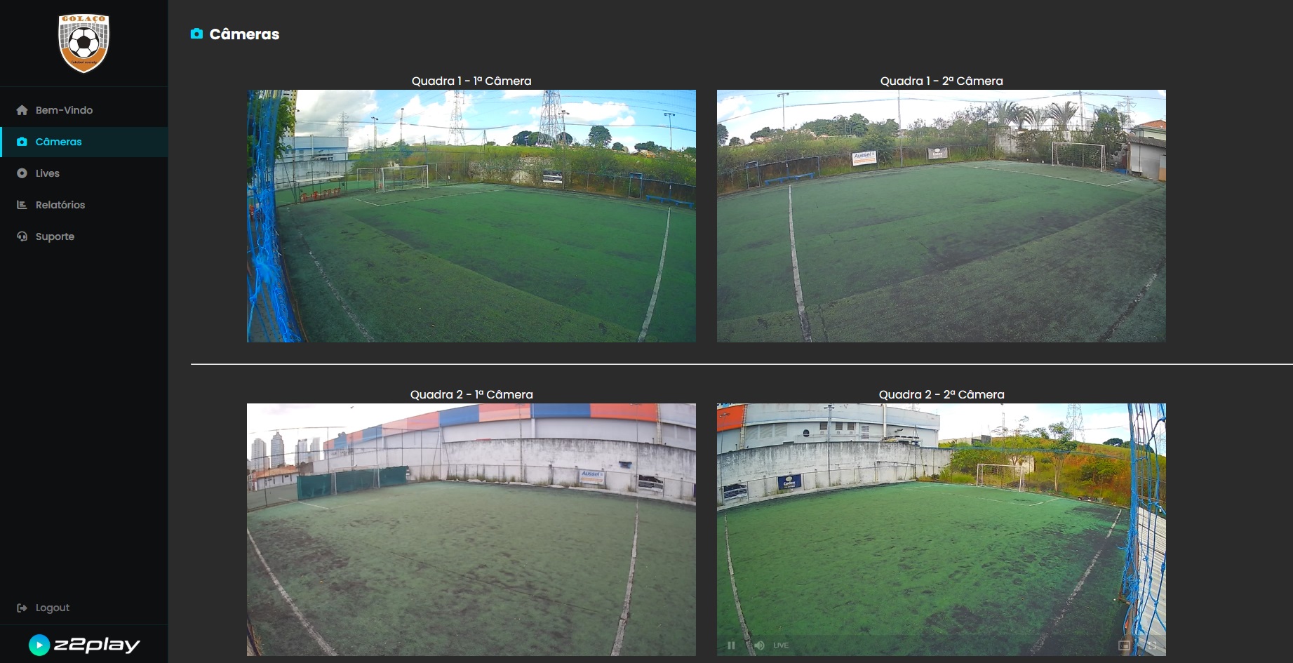 Painel de cameras ao vivo